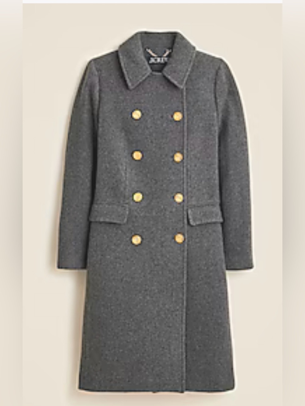 J.Crew Double-Breasted Long Wool Coat in Charcoal Gray